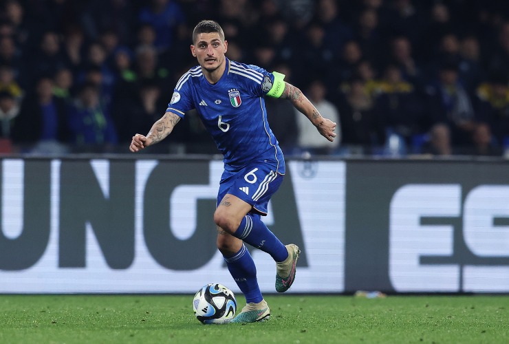 Verratti con la maglia dell'Italia - Fonte LaPresse - suipedali.it