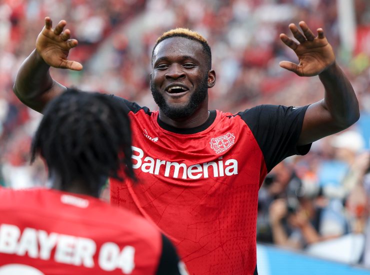 Victor Boniface con la maglia del Bayer Leverkusen - fonte Ansa Foto - suipedali.it